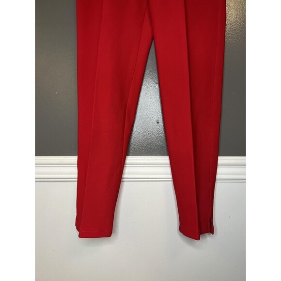 Allen Samo Pants Womens Medium Red High Waist Tapered Leg Slit Hem Zip USA - Picture 3 of 9